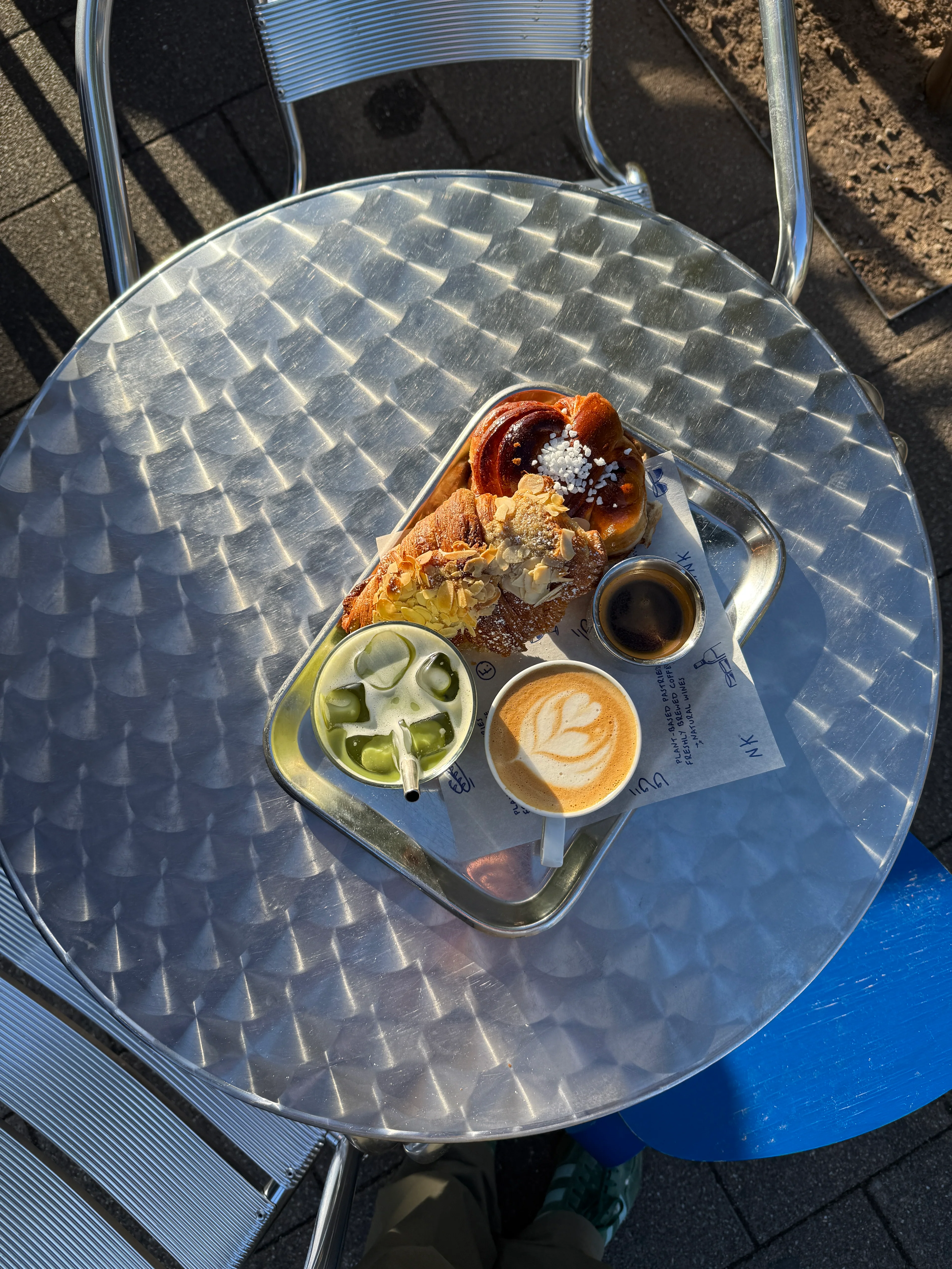 FUNK Brioche and espresso served on a steel café tray